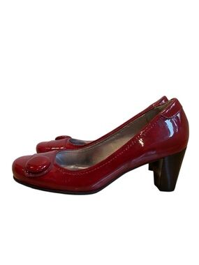 Ecco Red Patent Leather Womens Heels Size 37 office career woman feminine